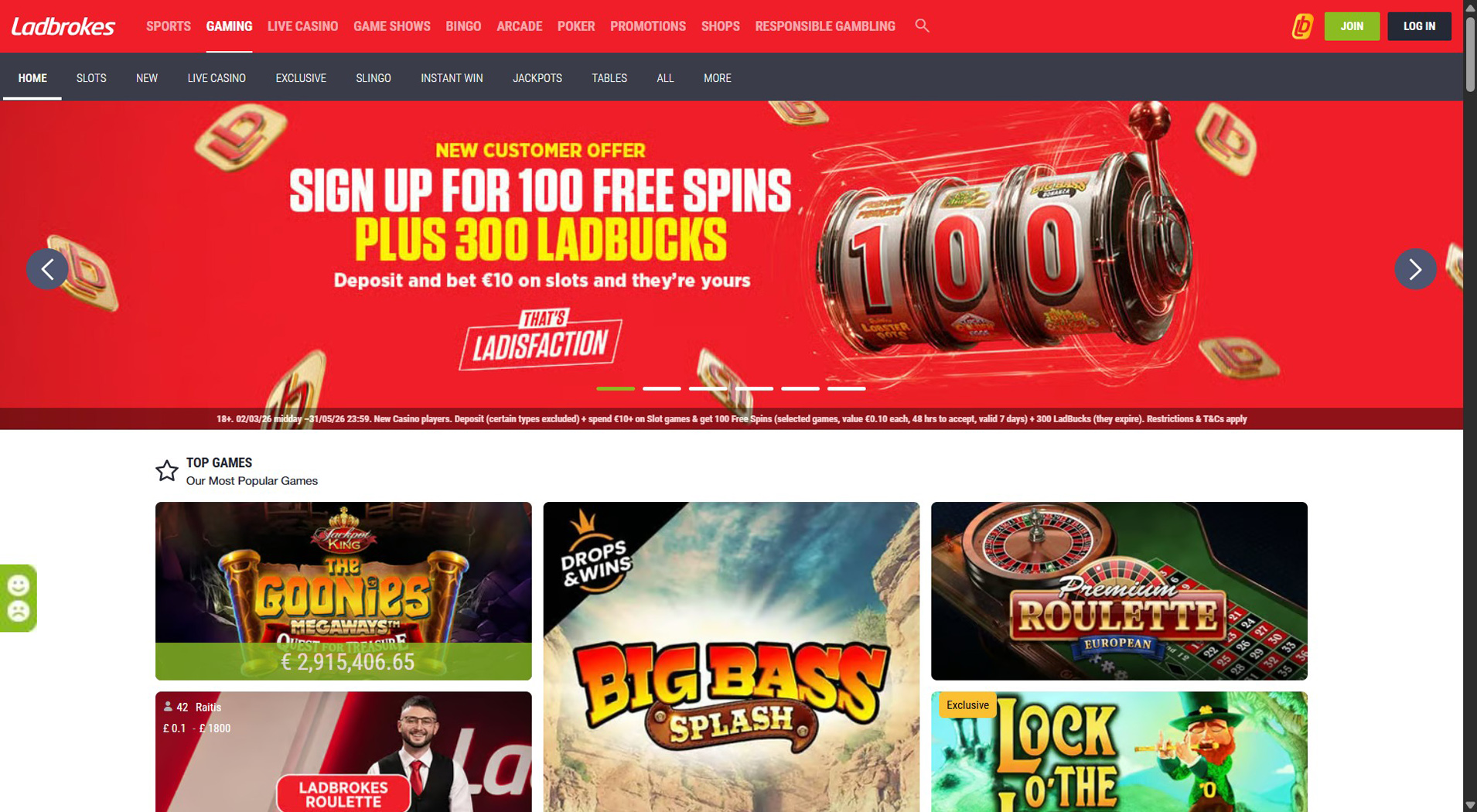 7. Ladbrokes Casino - Balanced Boku Casino Offer