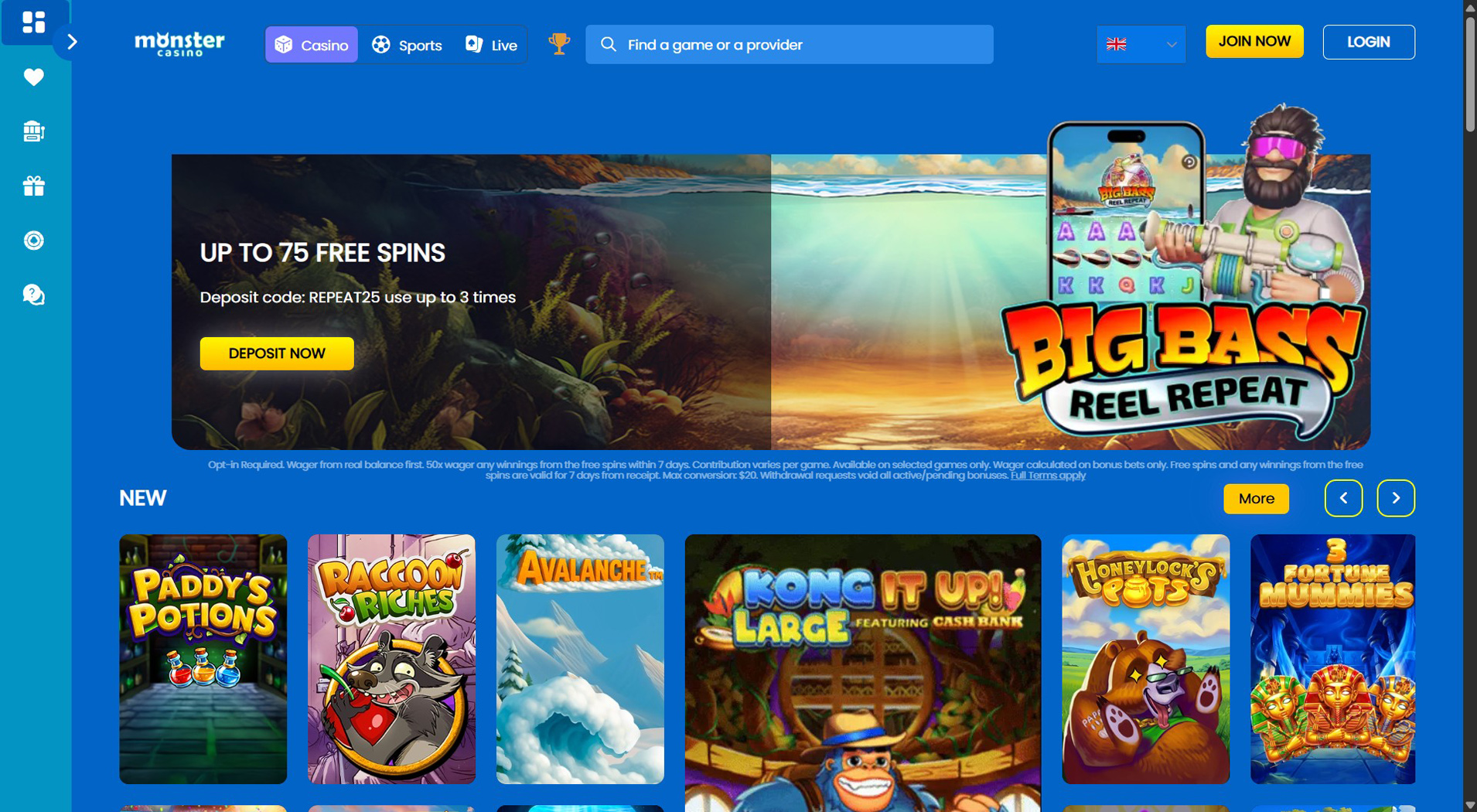 8. Monster Casino - Popular Boku Casino Bonus